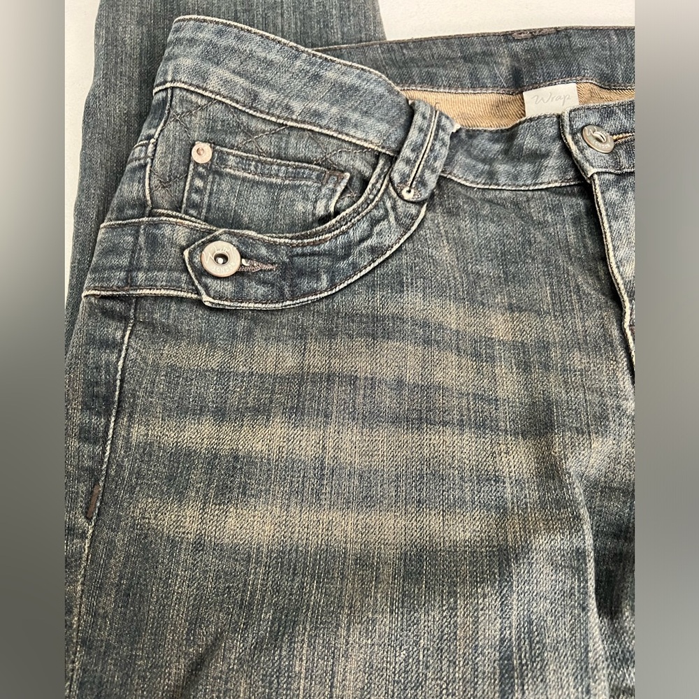 Wrap London Funky Denim Jeans with Light Tan at Top, Size 6 - Picture 3 of 16
